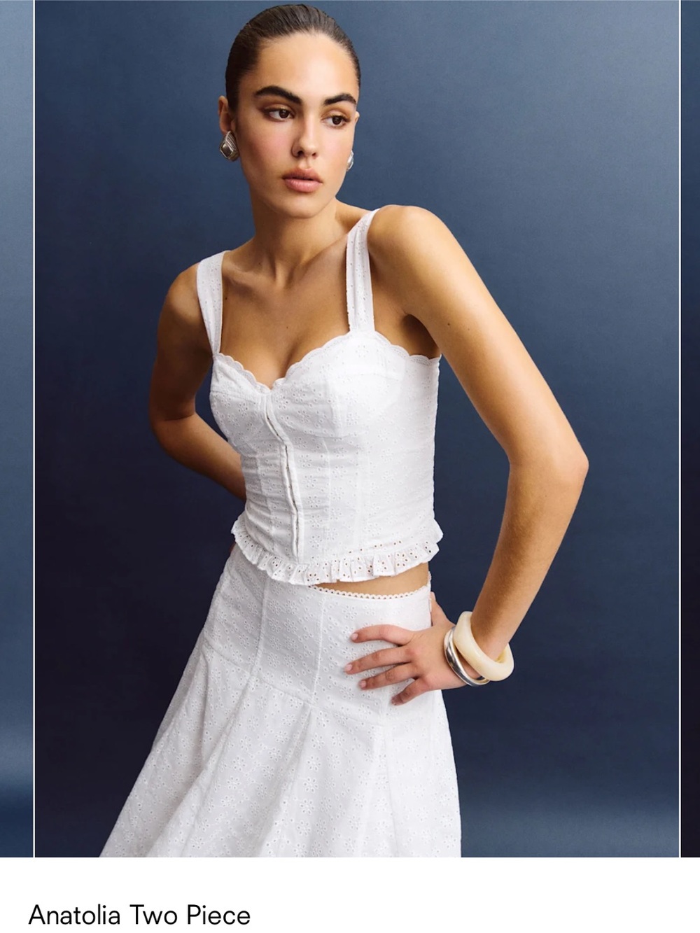 Reformation White Eyelet Two-Piece Skirt Set